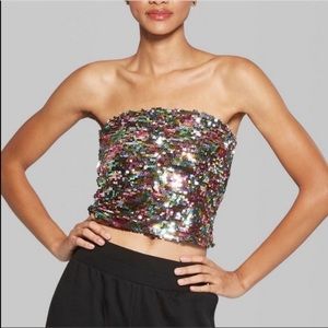 Rainbow Sequin Tube Top size small